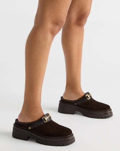 Steve Madden ERBA Olive Suede Platform Lug Slingback Clog Women's Flat