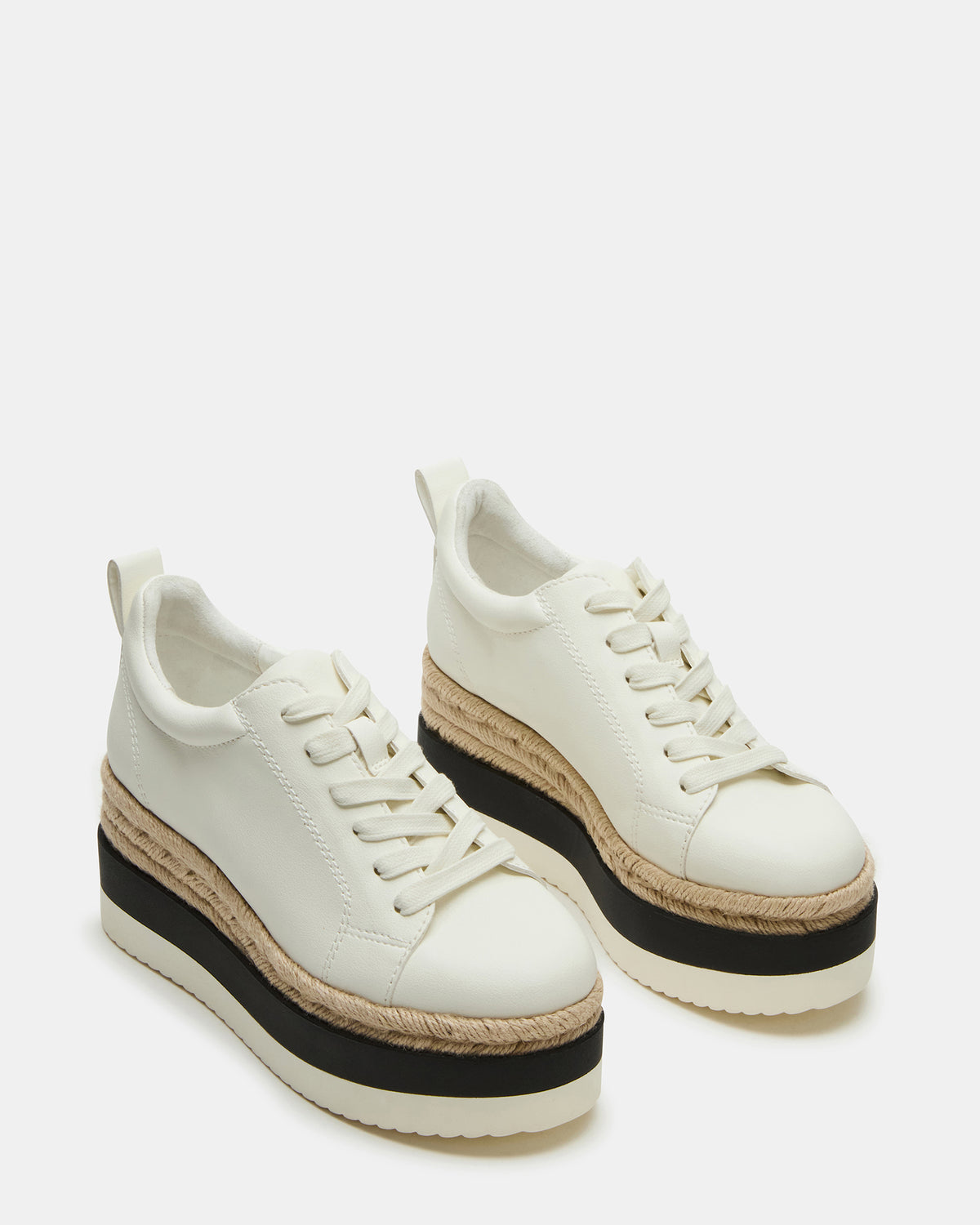 Steve Madden STRECKER White Platform Women's Low-Top Lace-Up Sneaker