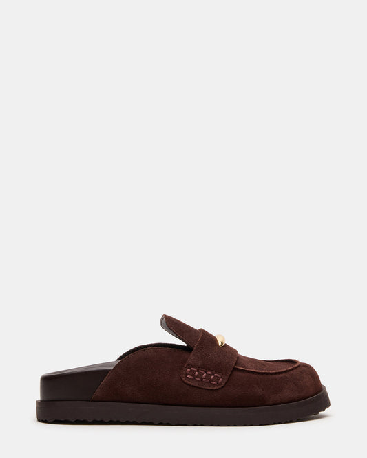 Steve Madden TOBIN Brown Suede Slip-On Mule Women's Flat