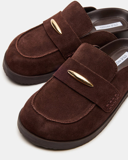 Steve Madden TOBIN Brown Suede Slip-On Mule Women's Flat