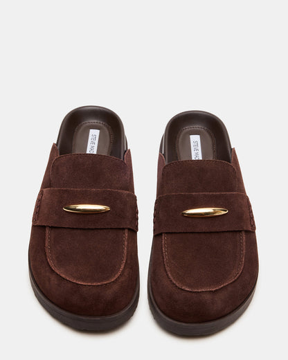 Steve Madden TOBIN Brown Suede Slip-On Mule Women's Flat