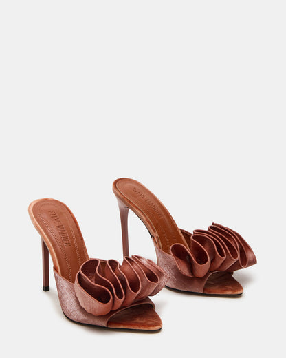 Steve Madden AFFINITY Rust Satin Pointed-Toe Stiletto Mule Women's Heel