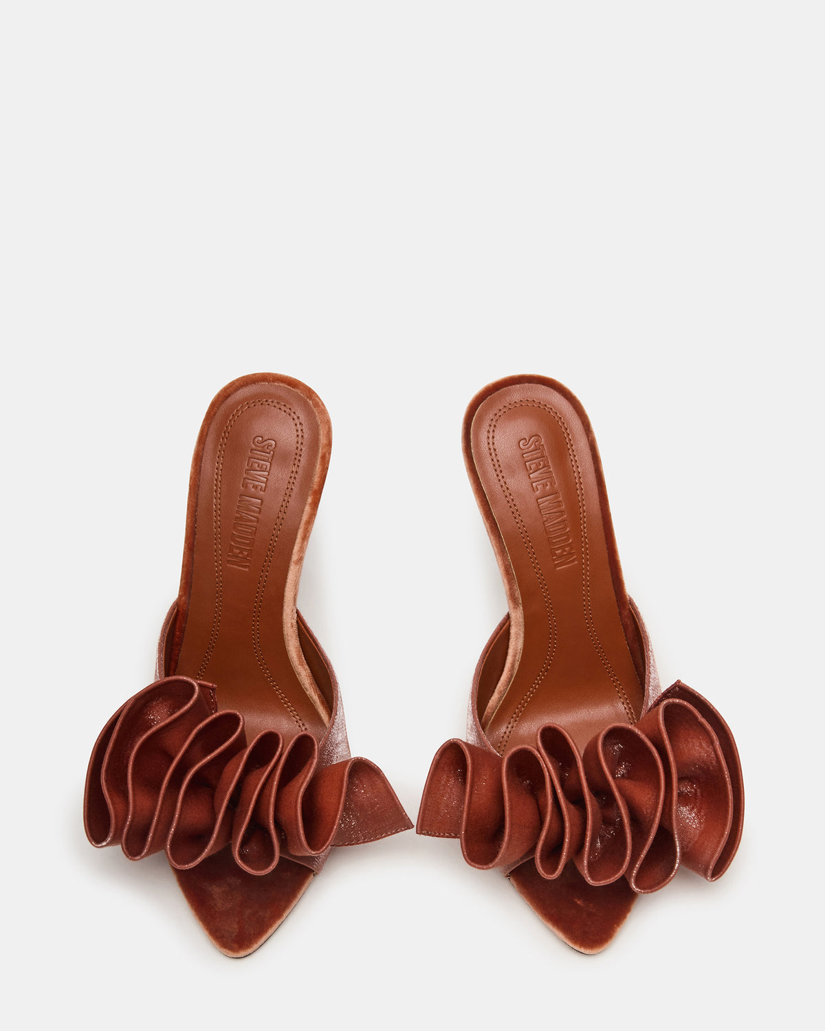 Steve Madden AFFINITY Rust Satin Pointed-Toe Stiletto Mule Women's Heel