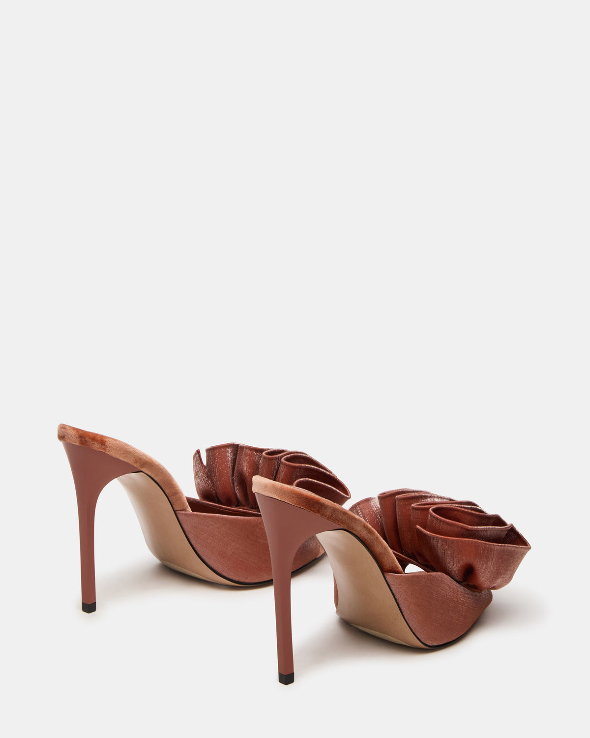 Steve Madden AFFINITY Rust Satin Pointed-Toe Stiletto Mule Women's Heel