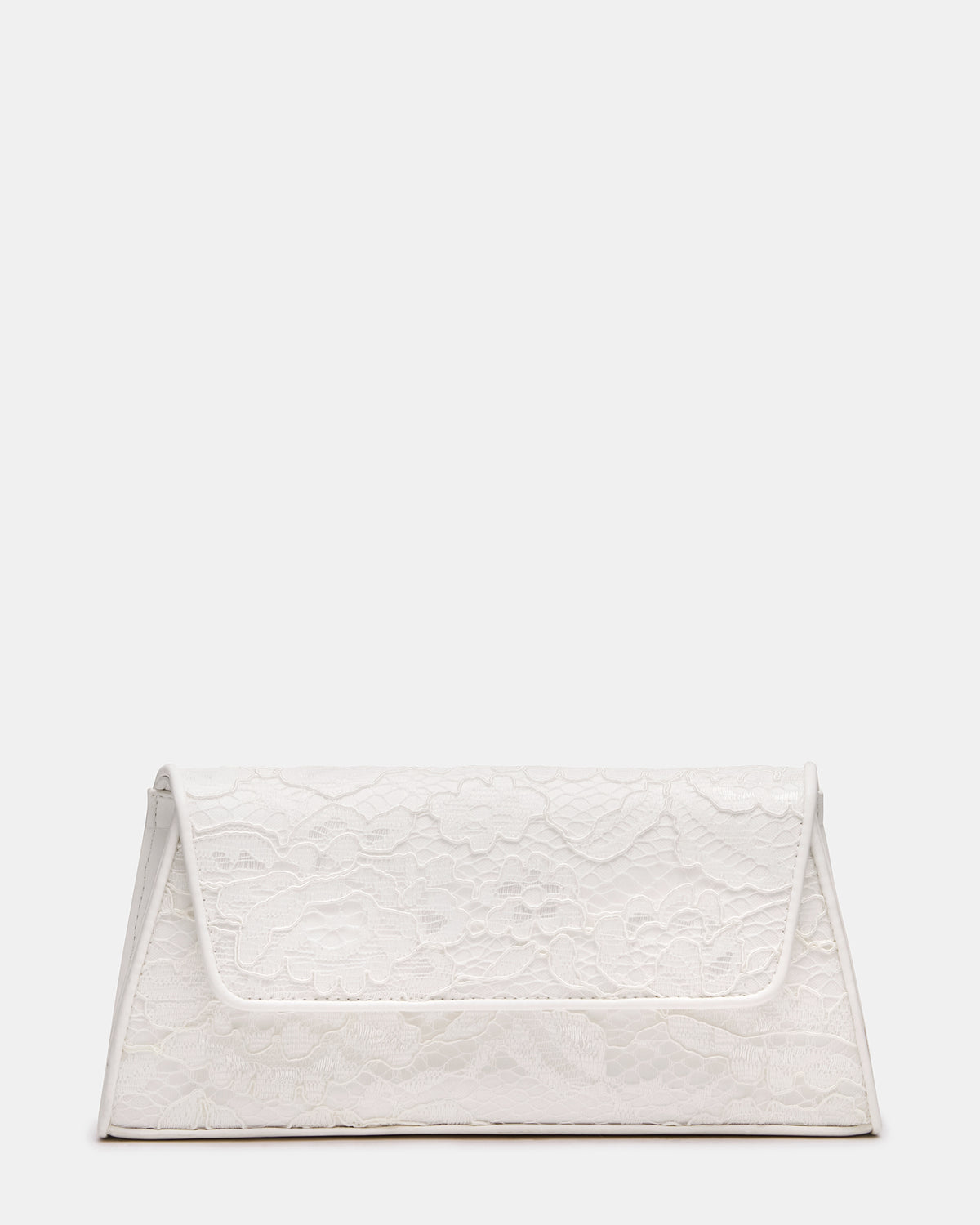 Steve Madden AVANT Bag White Lace French Binding Trapezoid Crossbody Clutch Handbag