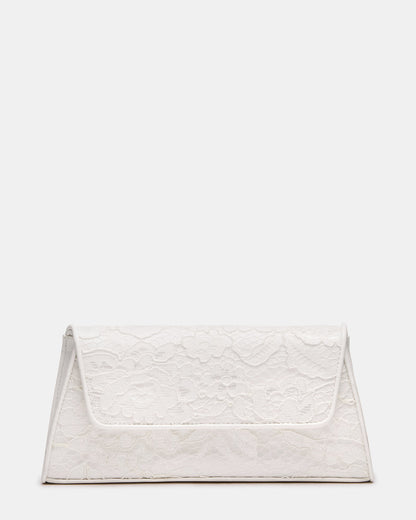 Steve Madden AVANT Bag White Lace French Binding Trapezoid Crossbody Clutch Handbag