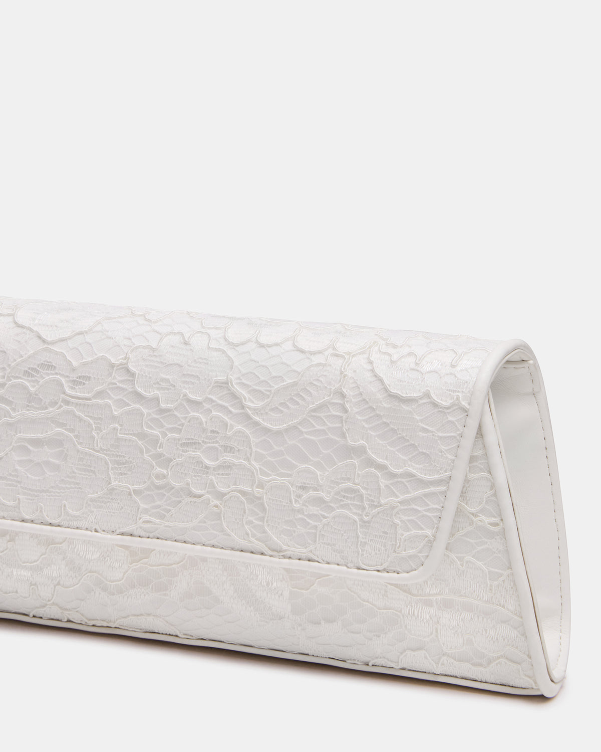 Steve Madden AVANT Bag White Lace French Binding Trapezoid Crossbody Clutch Handbag