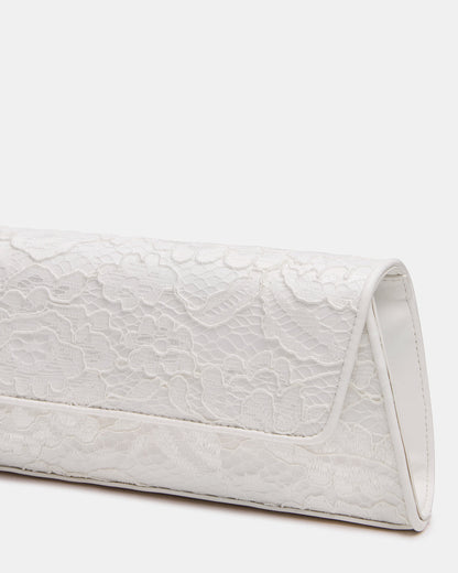 Steve Madden AVANT Bag White Lace French Binding Trapezoid Crossbody Clutch Handbag