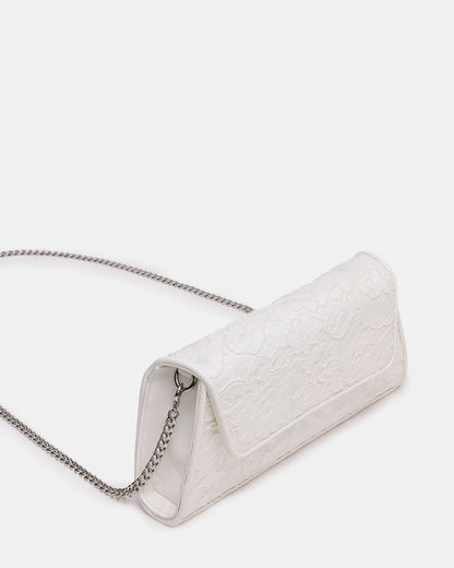 Steve Madden AVANT Bag White Lace French Binding Trapezoid Crossbody Clutch Handbag