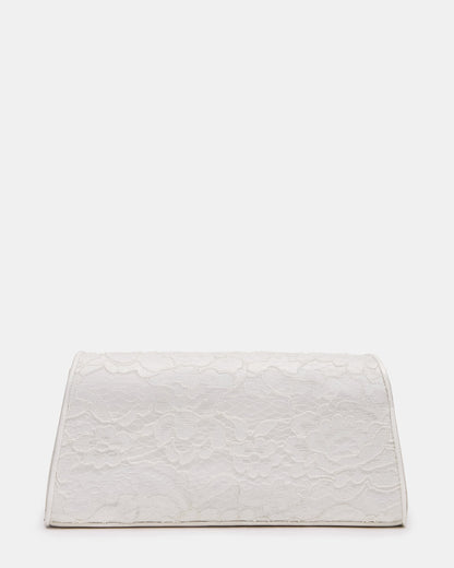 Steve Madden AVANT Bag White Lace French Binding Trapezoid Crossbody Clutch Handbag