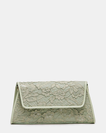 Steve Madden AVANT Bag Pistachio French Binding Trapezoid Crossbody Clutch Handbag