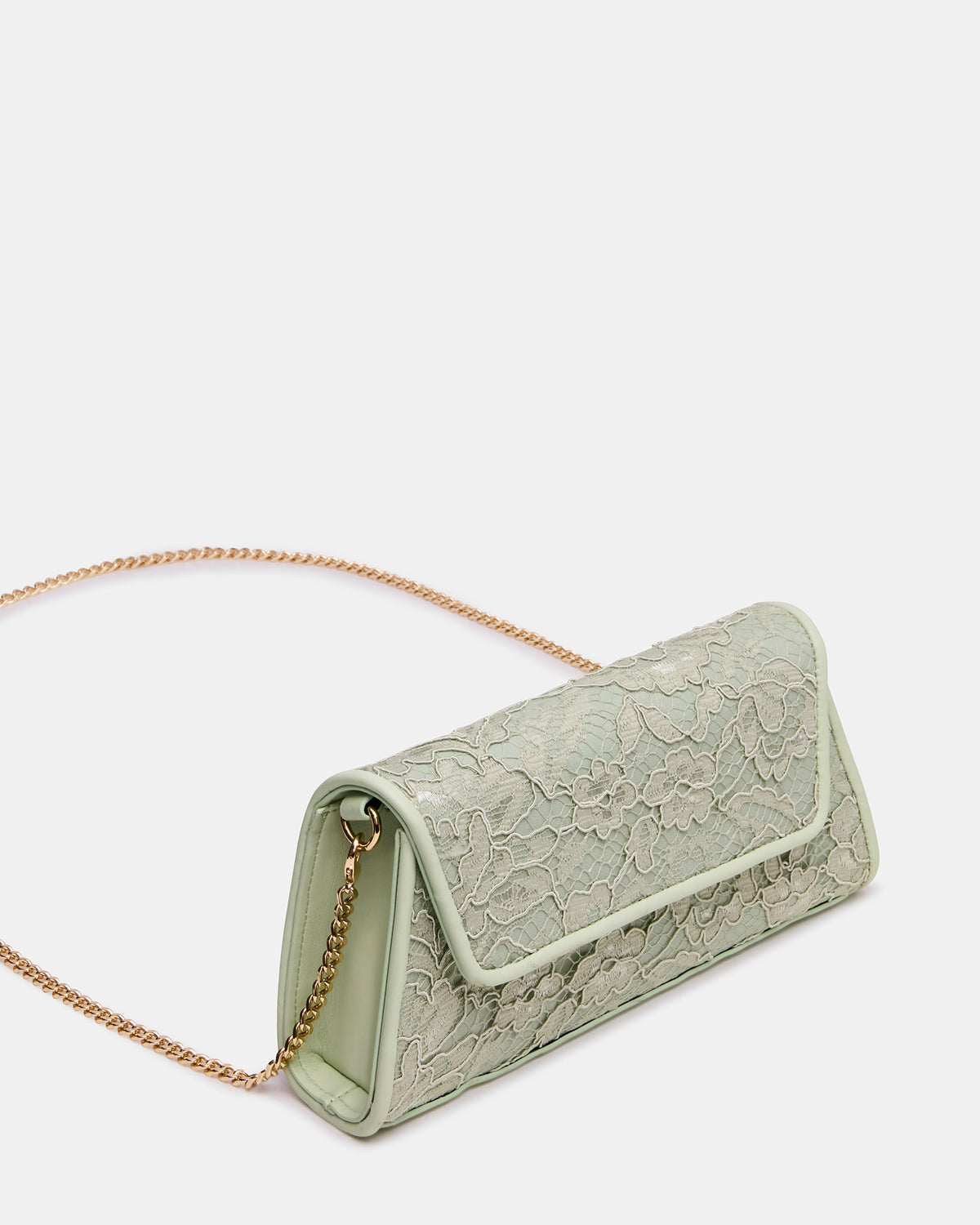 Steve Madden AVANT Bag Pistachio French Binding Trapezoid Crossbody Clutch Handbag