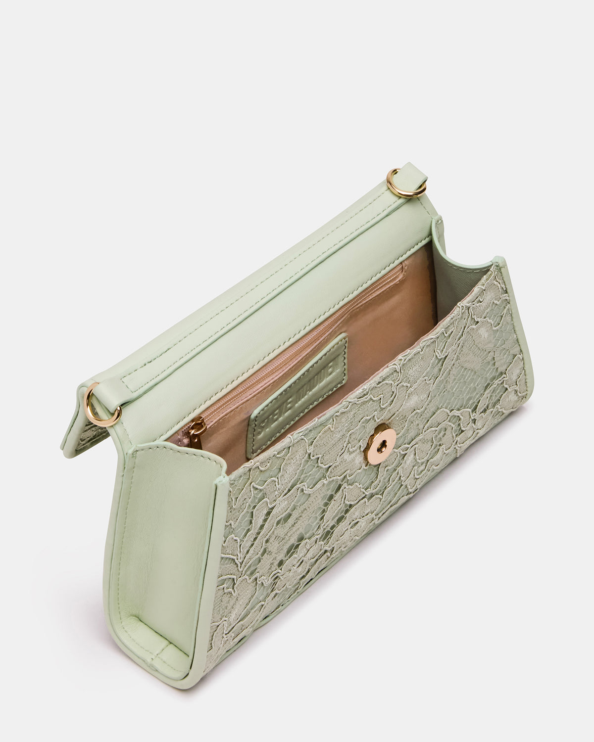 Steve Madden AVANT Bag Pistachio French Binding Trapezoid Crossbody Clutch Handbag