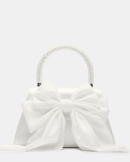 Steve Madden COSETTE Bag White Satin Beaded Top-Handle Mini Handbag