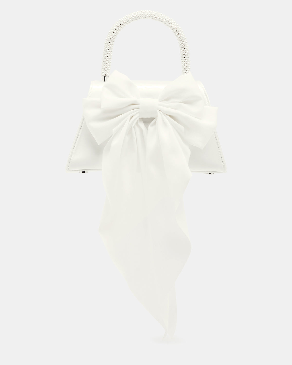 Steve Madden COSETTE Bag White Satin Beaded Top-Handle Mini Handbag