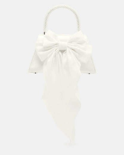 Steve Madden COSETTE Bag White Satin Beaded Top-Handle Mini Handbag
