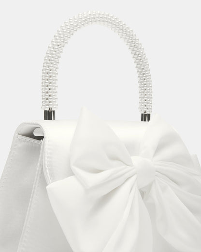 Steve Madden COSETTE Bag White Satin Beaded Top-Handle Mini Handbag
