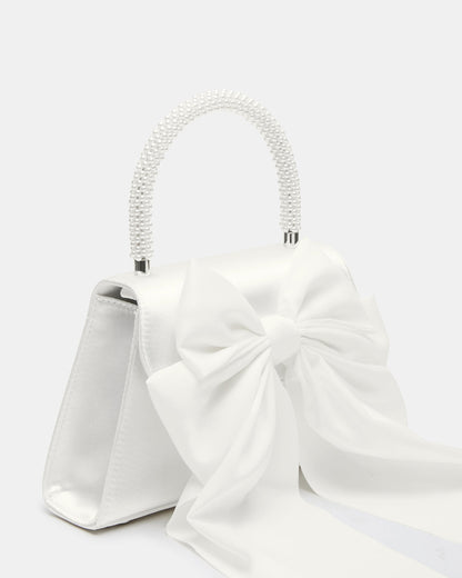 Steve Madden COSETTE Bag White Satin Beaded Top-Handle Mini Handbag