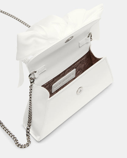 Steve Madden COSETTE Bag White Satin Beaded Top-Handle Mini Handbag