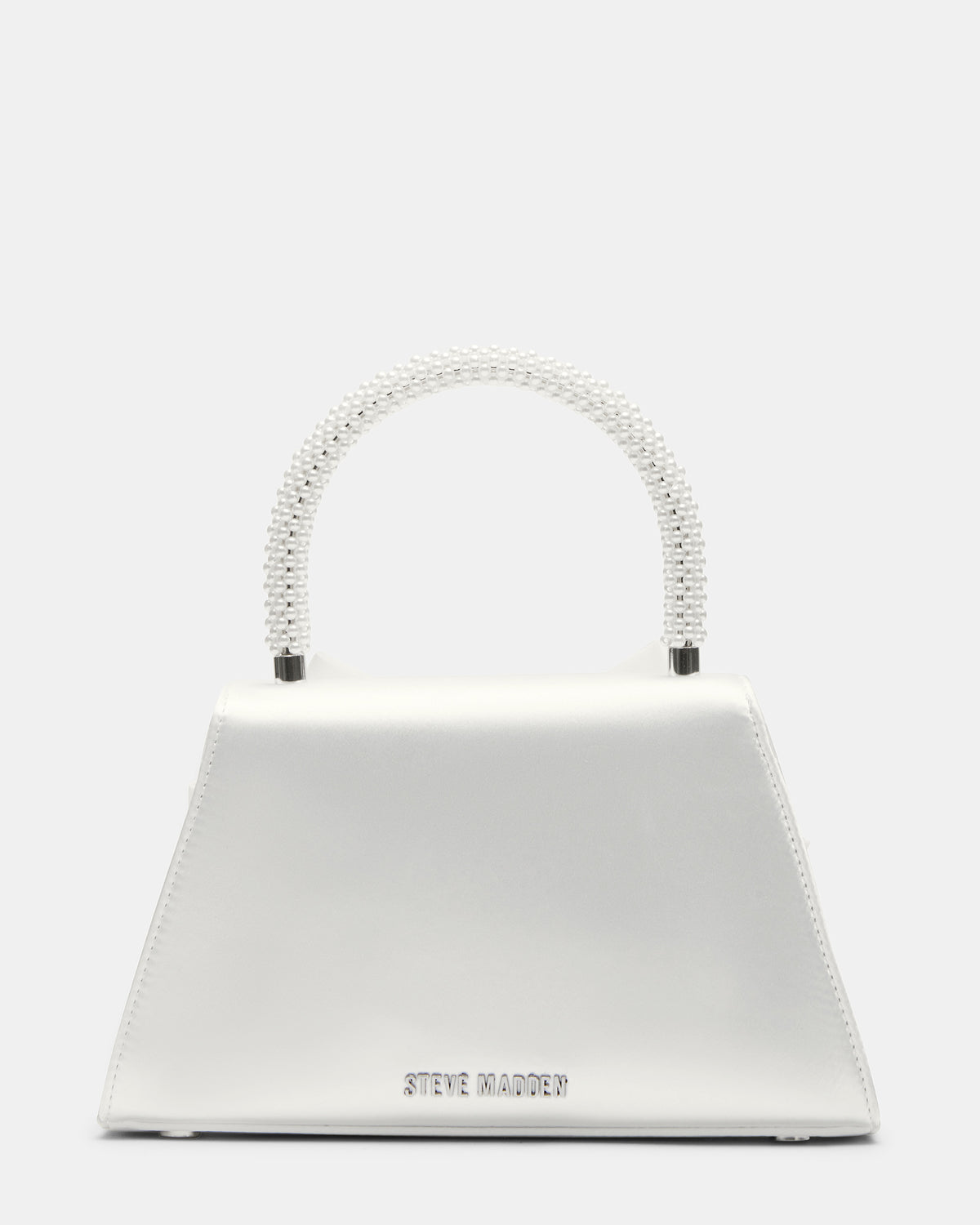 Steve Madden COSETTE Bag White Satin Beaded Top-Handle Mini Handbag