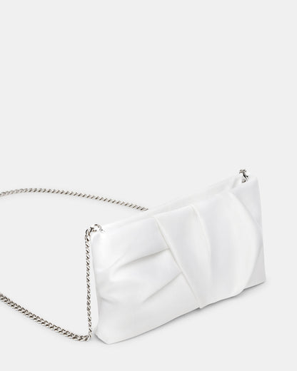 Steve Madden LILIA Bag White Elongated Pleated Crossbody Clutch Handbag