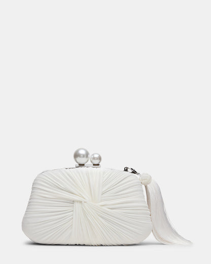 Steve Madden ROSALIE Bag White Twisted Pleats Minaudiere Crossbody Clutch Handbag