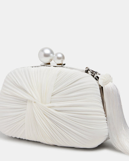Steve Madden ROSALIE Bag White Twisted Pleats Minaudiere Crossbody Clutch Handbag