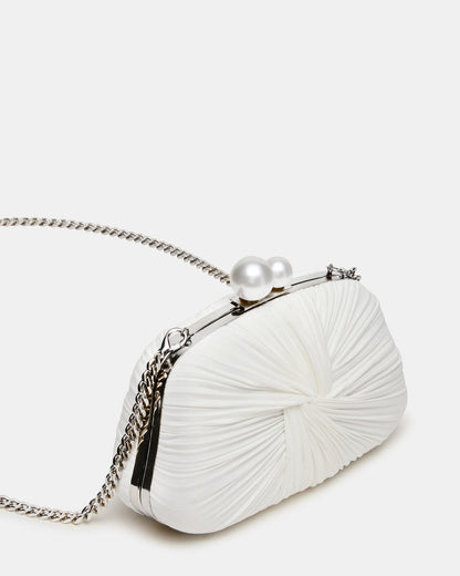 Steve Madden ROSALIE Bag White Twisted Pleats Minaudiere Crossbody Clutch Handbag