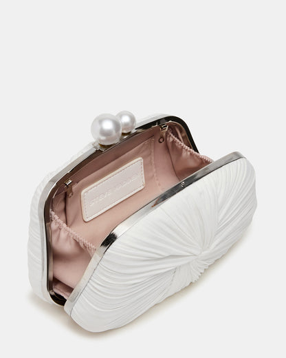Steve Madden ROSALIE Bag White Twisted Pleats Minaudiere Crossbody Clutch Handbag