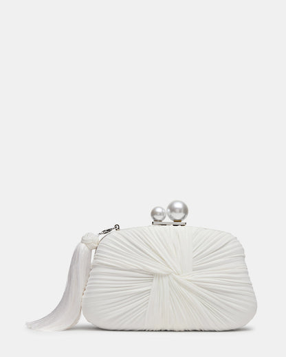 Steve Madden ROSALIE Bag White Twisted Pleats Minaudiere Crossbody Clutch Handbag