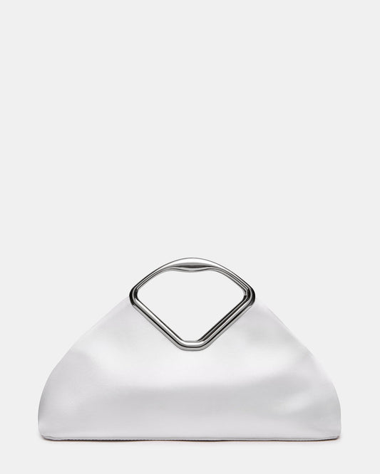 Steve Madden BARBARA Bag White Soft Satin Metal Bracelet Crossbody Clutch Handbag