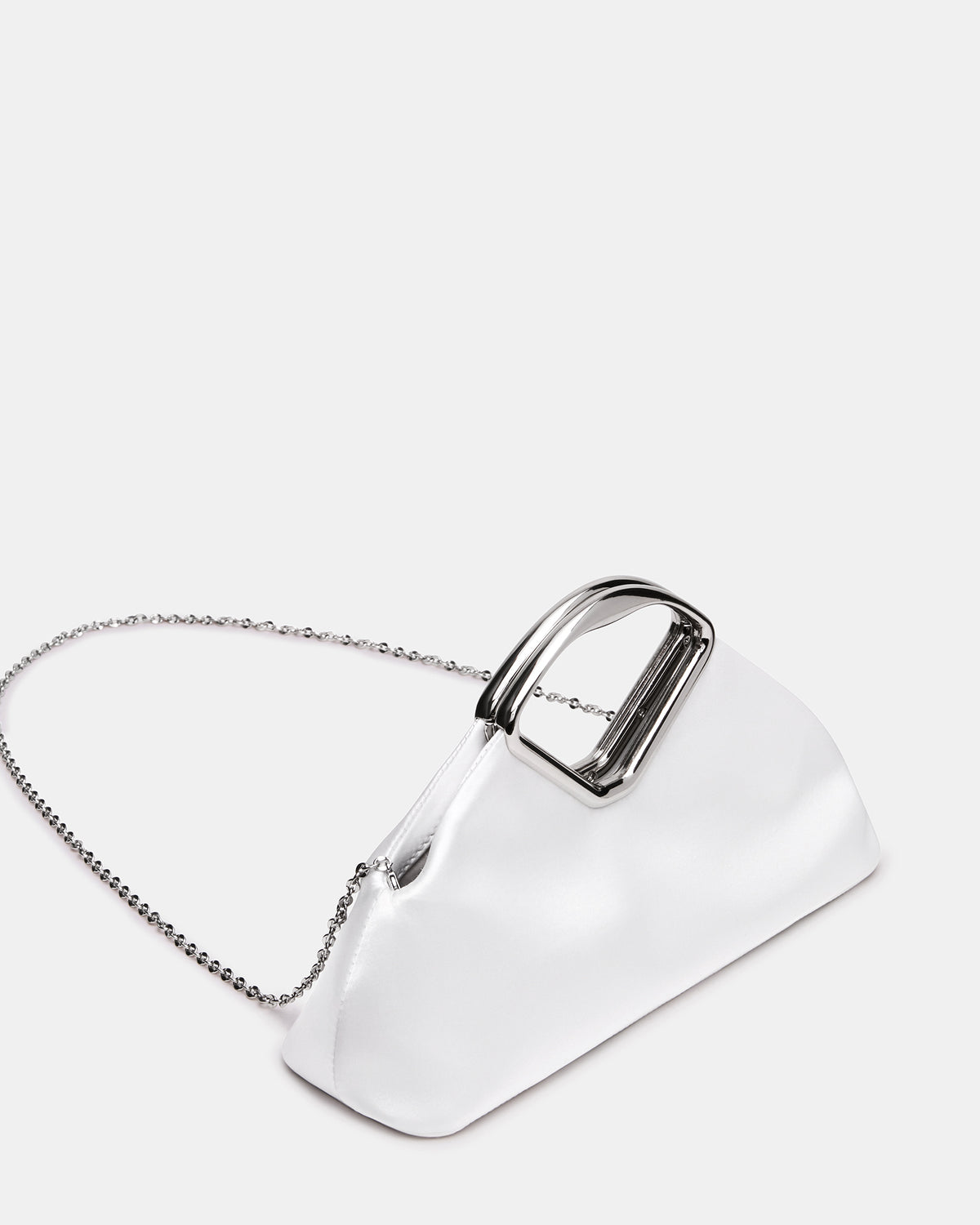 Steve Madden BARBARA Bag White Soft Satin Metal Bracelet Crossbody Clutch Handbag