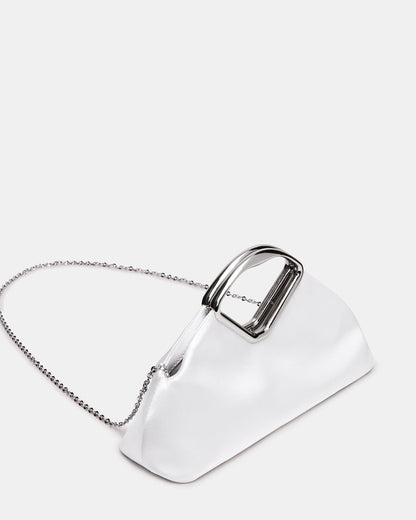 Steve Madden BARBARA Bag White Soft Satin Metal Bracelet Crossbody Clutch Handbag