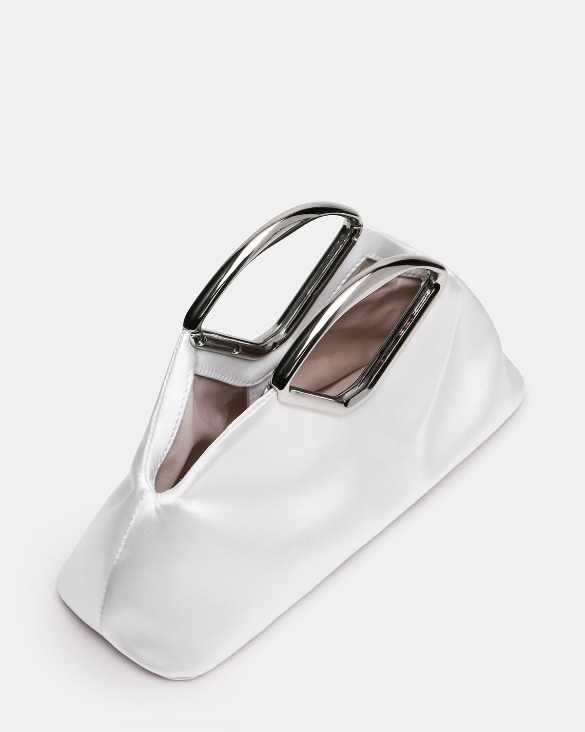 Steve Madden BARBARA Bag White Soft Satin Metal Bracelet Crossbody Clutch Handbag