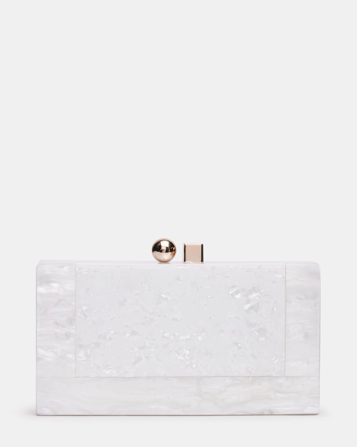 Steve Madden CAMILAA Bag White Geometric Pearlescent Minaudiere Crossbody Clutch Handbag