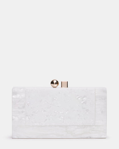 Steve Madden CAMILAA Bag White Geometric Pearlescent Minaudiere Crossbody Clutch Handbag