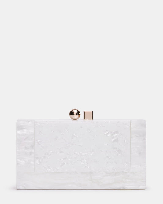 Steve Madden CAMILAA Bag White Geometric Pearlescent Minaudiere Crossbody Clutch Handbag