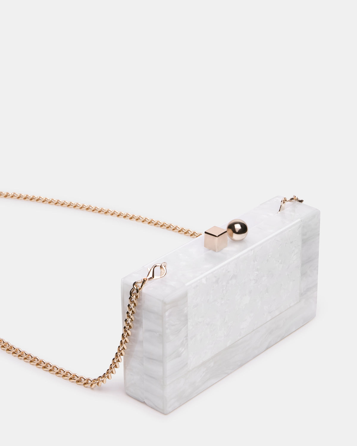 Steve Madden CAMILAA Bag White Geometric Pearlescent Minaudiere Crossbody Clutch Handbag