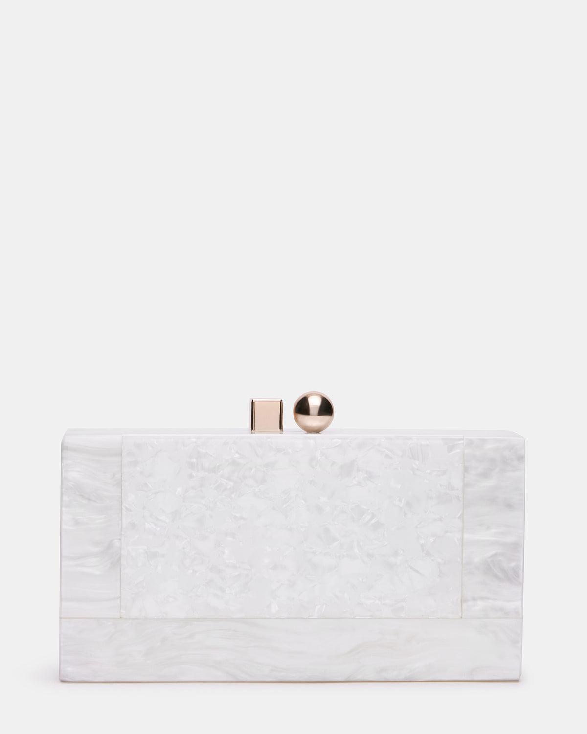 Steve Madden CAMILAA Bag White Geometric Pearlescent Minaudiere Crossbody Clutch Handbag