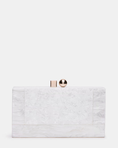 Steve Madden CAMILAA Bag White Geometric Pearlescent Minaudiere Crossbody Clutch Handbag