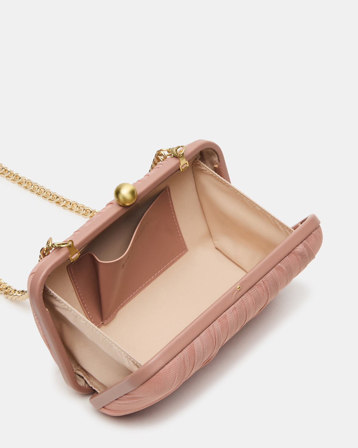 Steve Madden ELEGANT Bag Mocha Soft Frame Metal Mesh Crossbody Clutch Handbag