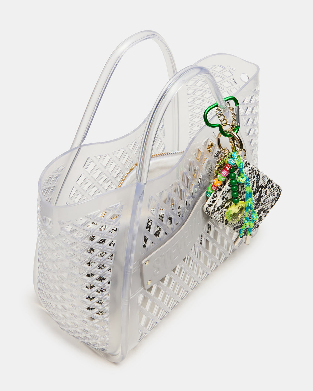 Steve Madden SUMMER Bag Clear Caged Jelly Top-Handle Tote Handbag