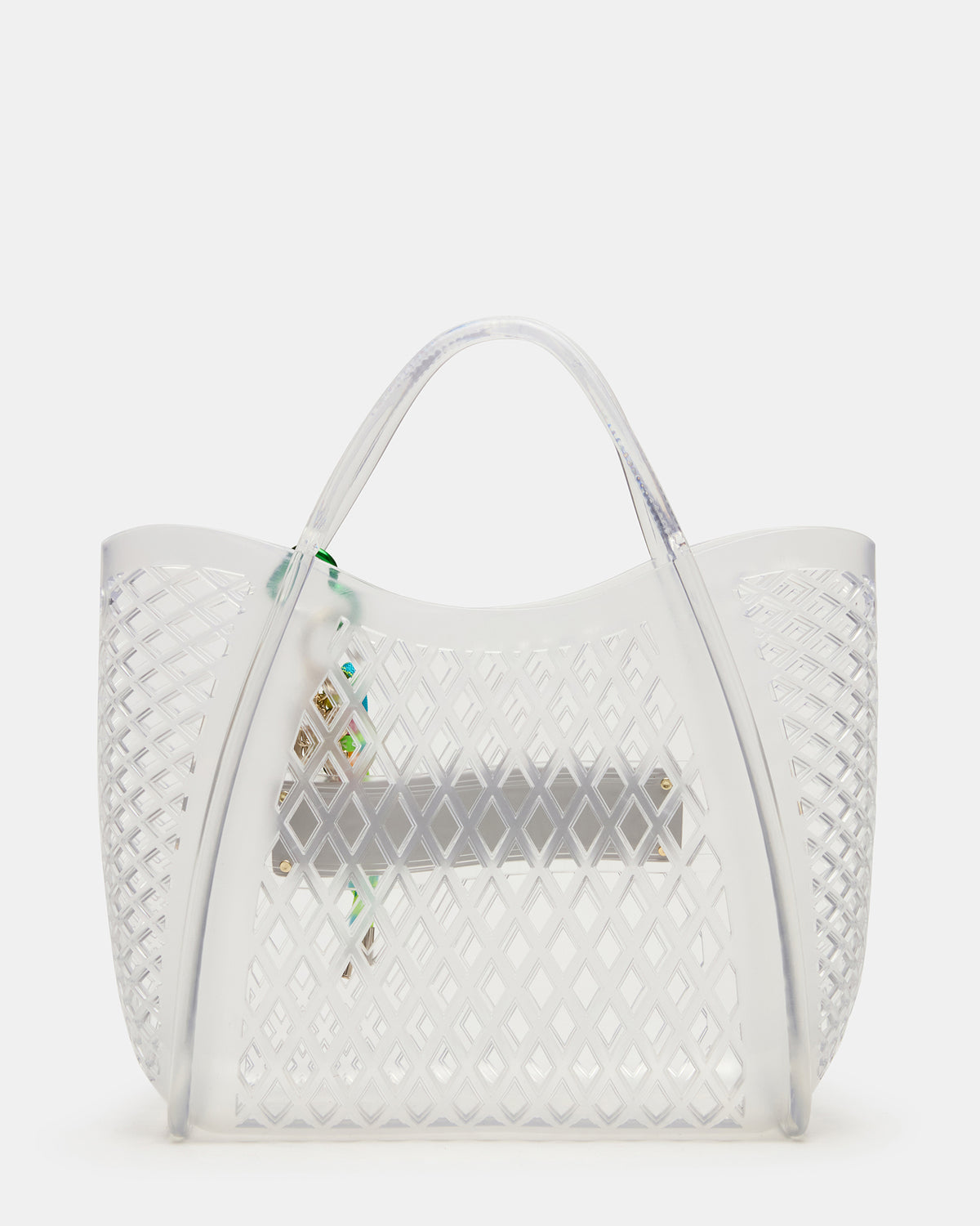 Steve Madden SUMMER Bag Clear Caged Jelly Top-Handle Tote Handbag