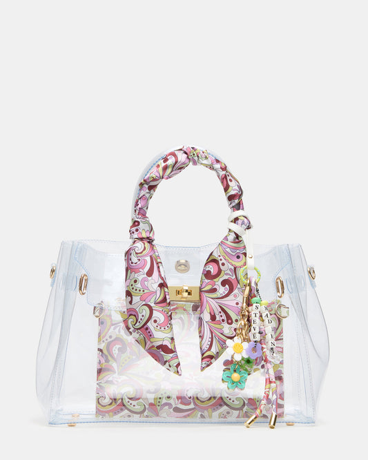 Steve Madden GUMMY Bag Clear Top-Handle Turn-Lock Tote Handbag