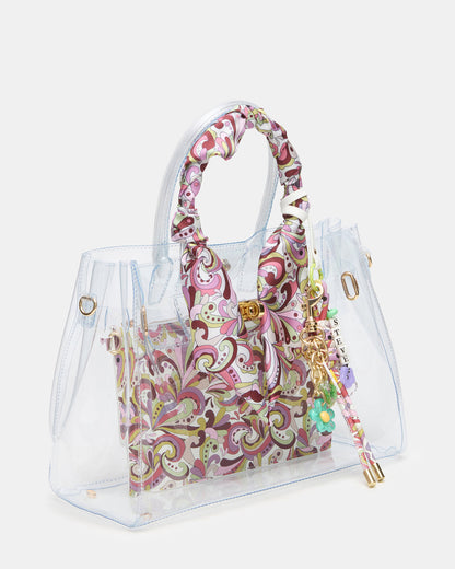 Steve Madden GUMMY Bag Clear Top-Handle Turn-Lock Tote Handbag