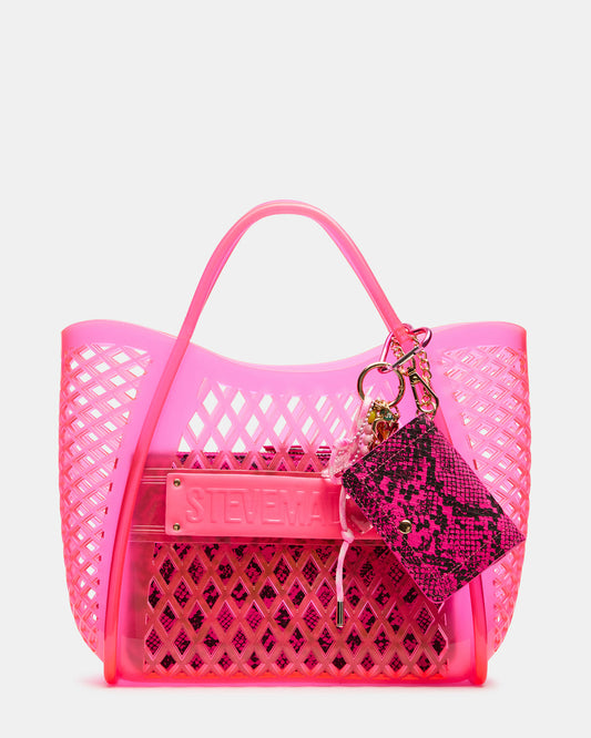 Steve Madden SUMMER Bag Pink Caged Jelly Top-Handle Tote Handbag