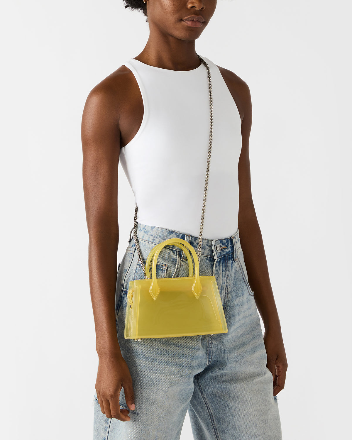 Steve Madden PEACH Jelly Bag Yellow Mini Crossbody Top-Handle Handbag