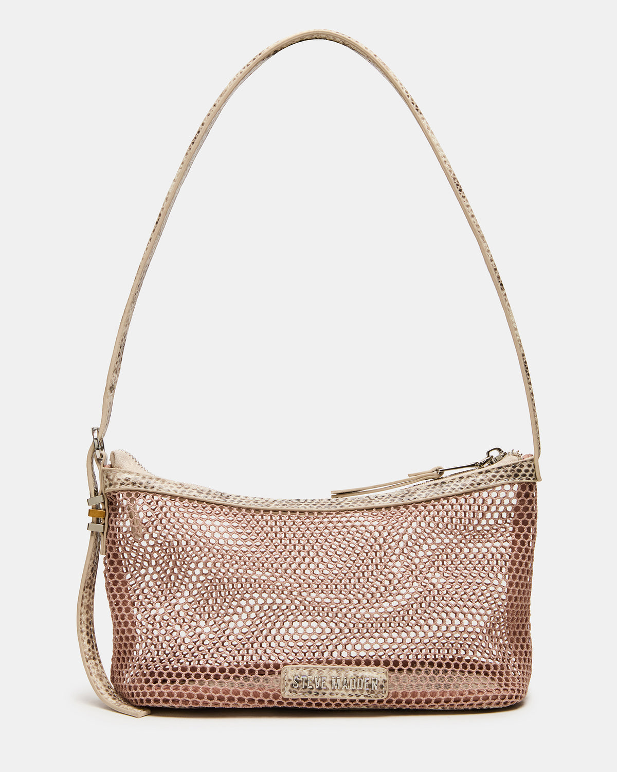 Steve Madden VIXEN Bag Blush Shoulder Strap Mesh Structured Bottom Women's Handbag