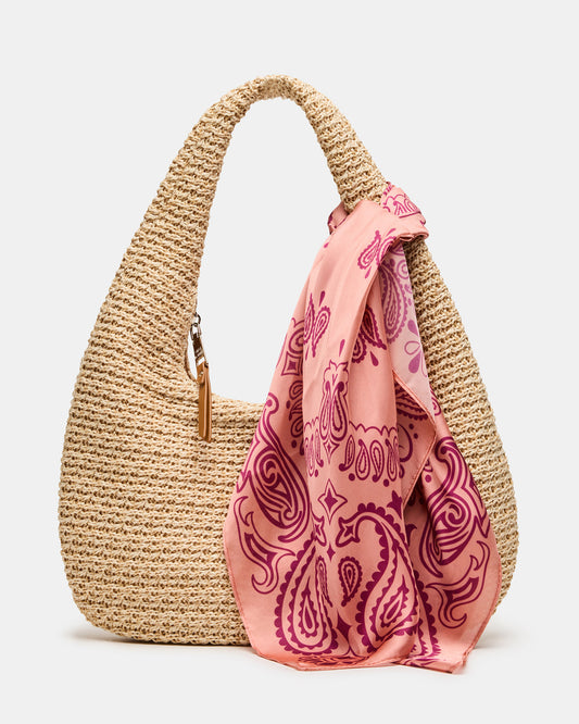 Steve Madden DAENA Bag Natural Crescent Shaped Straw Shoulder Bag