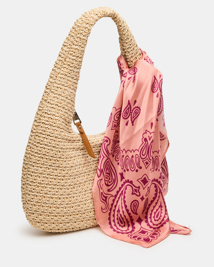 Steve Madden DAENA Bag Natural Crescent Shaped Straw Shoulder Bag